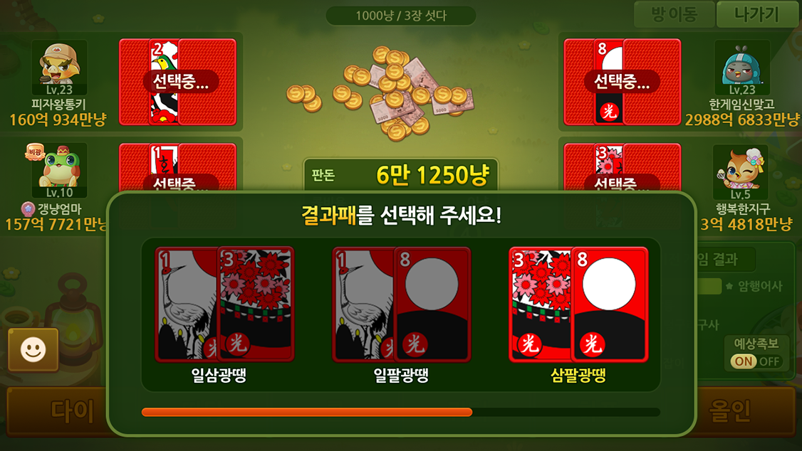최종 패 선택 화면 이미지