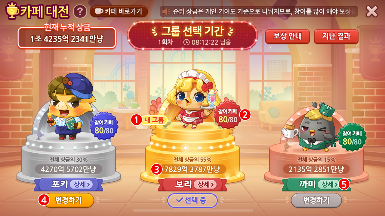 카페대전 그룹 선택 기간